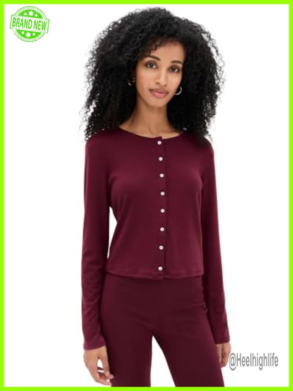Cropped Cardigan Lightweight Super-Stretch Fine Knit Crew Neck Slim Fit